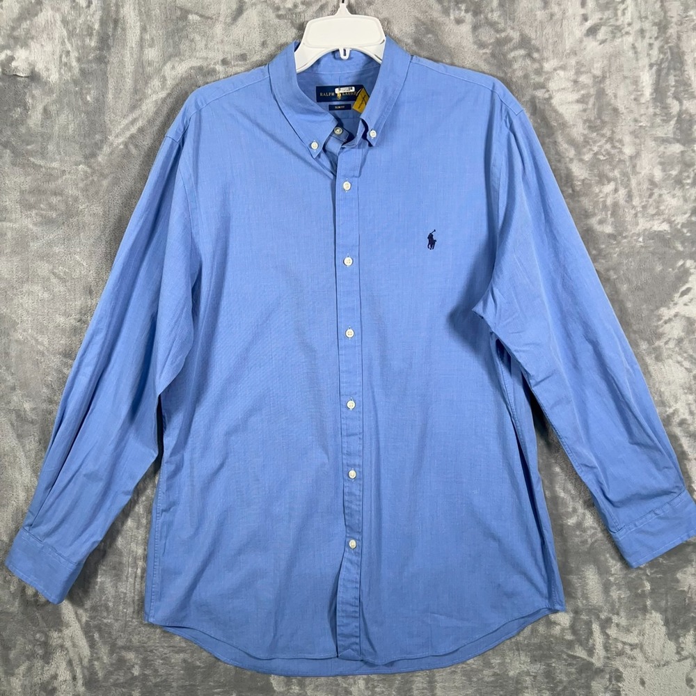 Polo Ralph Lauren Button Down Shirt Mens XL Blue Long Sleeve Pony Slim Fit